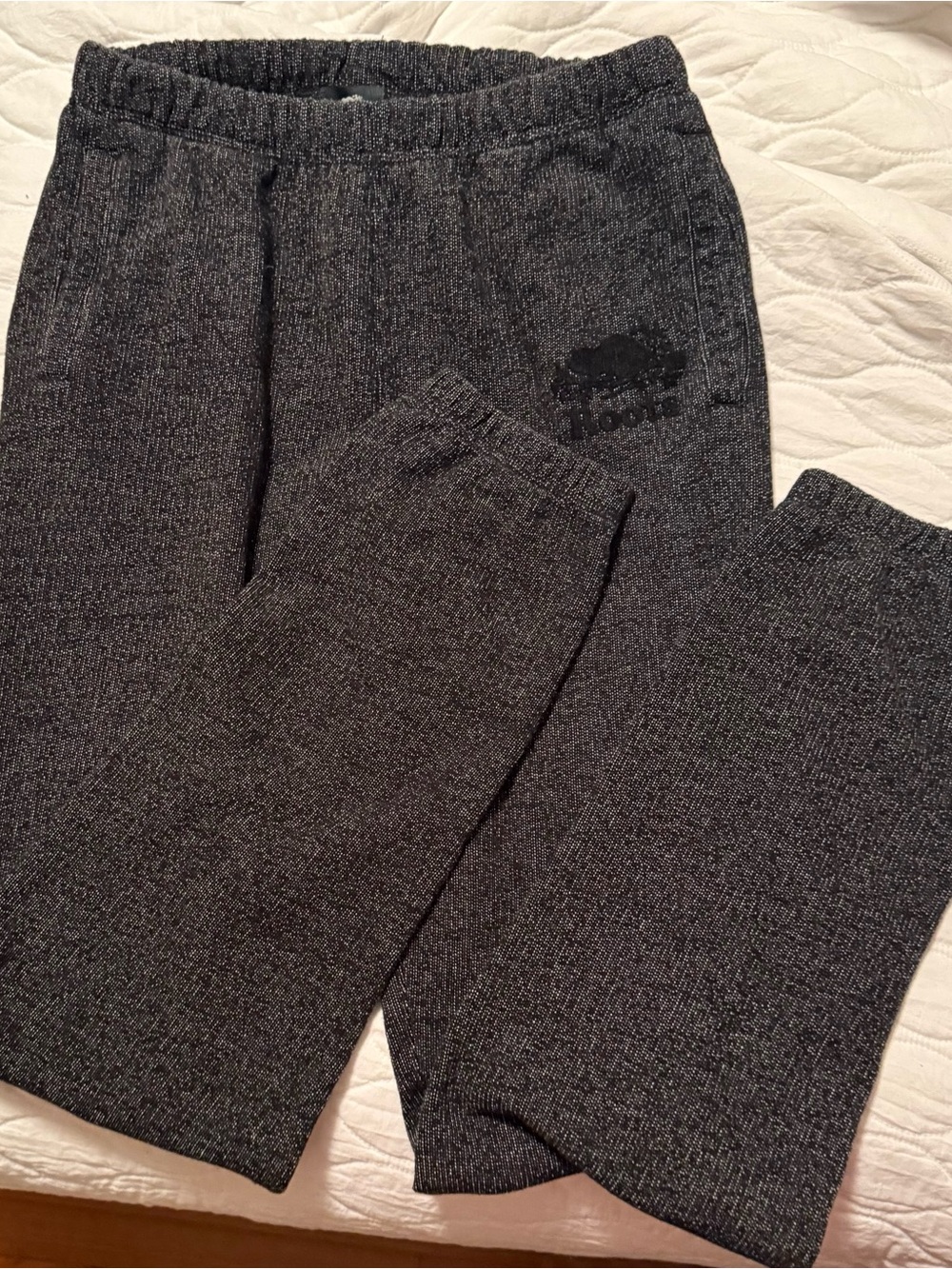 Roots Salt & Pepper Original Women’s Sweatpants Joggers Back Logo Gray Size S